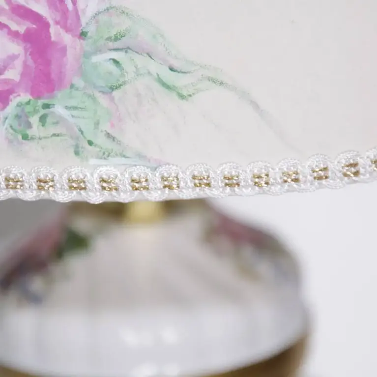 Tischlampe Porzellan Handbemalt 1980er Jahre Vintage