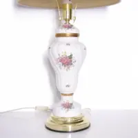 Tischlampe Porzellan Handbemalt 1980er Jahre Vintage