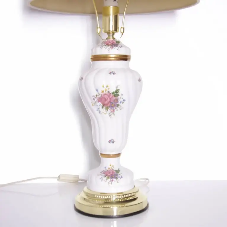 Tischlampe Porzellan Handbemalt 1980er Jahre Vintage