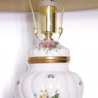 Tischlampe Porzellan Handbemalt 1980er Jahre Vintage