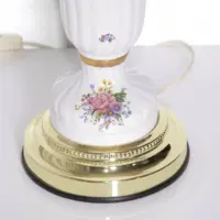 Tischlampe Porzellan Handbemalt 1980er Jahre Vintage