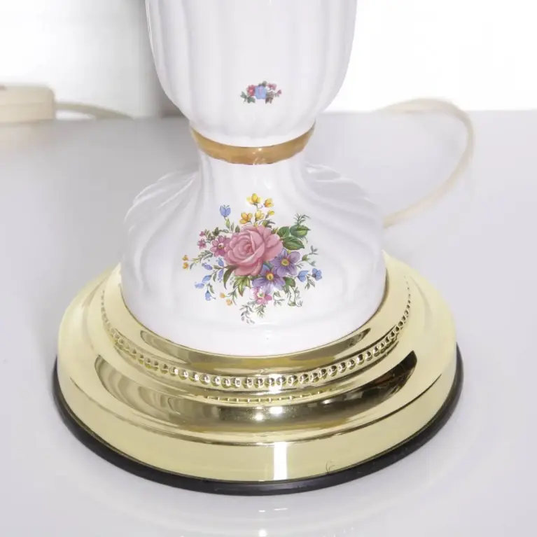 Tischlampe Porzellan Handbemalt 1980er Jahre Vintage