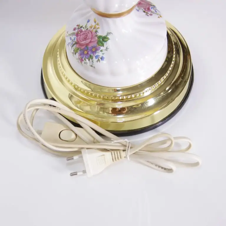 Tischlampe Porzellan Handbemalt 1980er Jahre Vintage