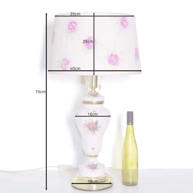 Tischlampe Porzellan Handbemalt 1980er Jahre Vintage