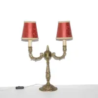 Tischlampe Zweiflammig Messing Massiv Antik-Gold 70er J Retro