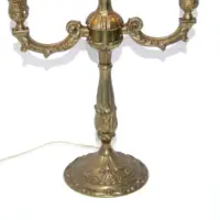 Tischlampe Zweiflammig Messing Massiv Antik-Gold 70er J Retro