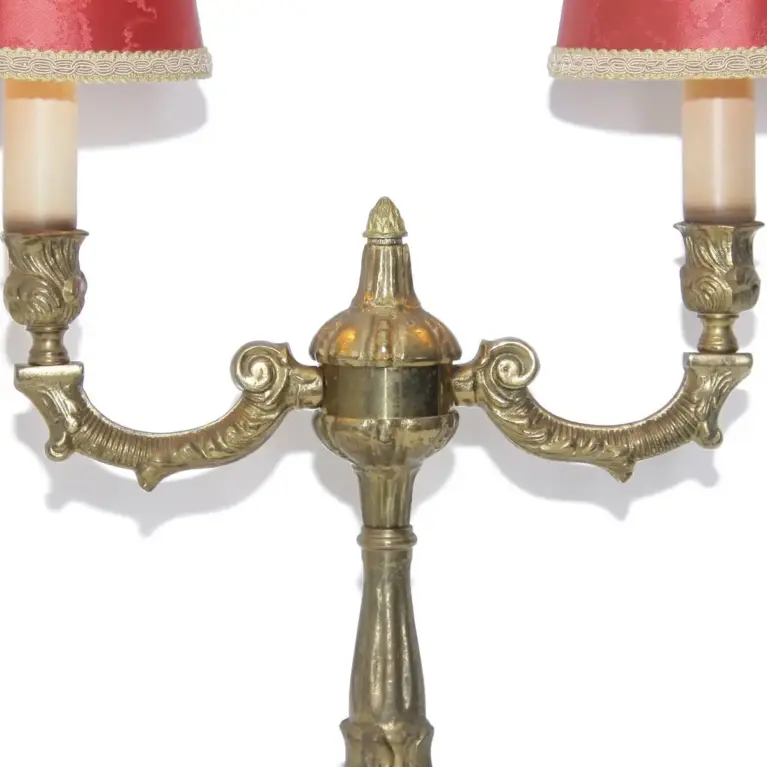 Tischlampe Zweiflammig Messing Massiv Antik-Gold 70er J Retro