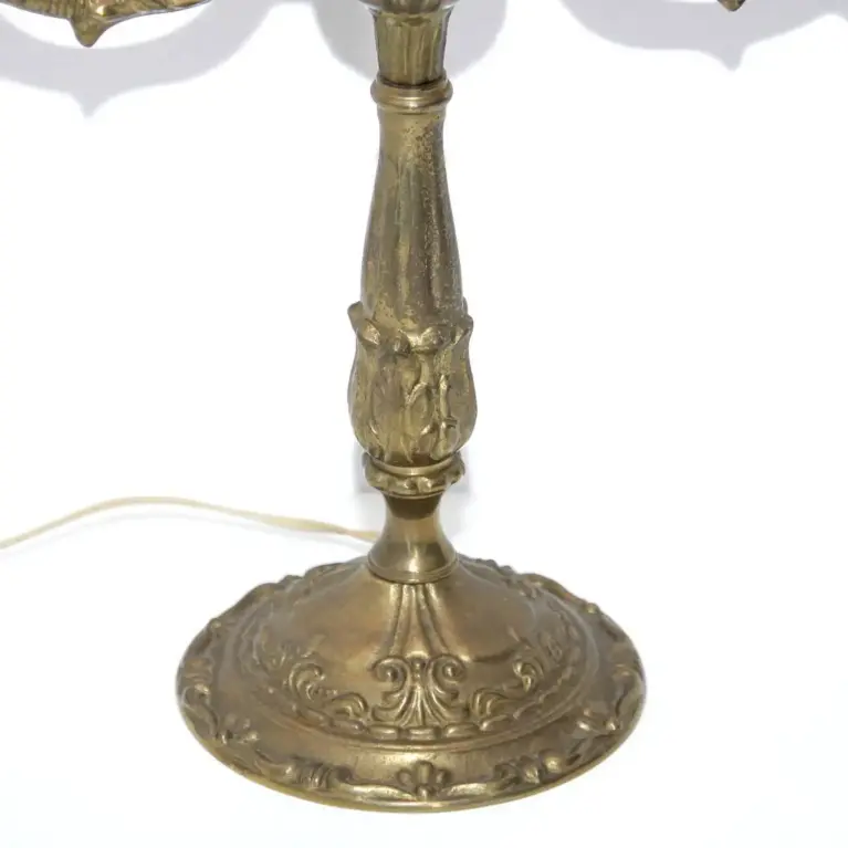 Tischlampe Zweiflammig Messing Massiv Antik-Gold 70er J Retro