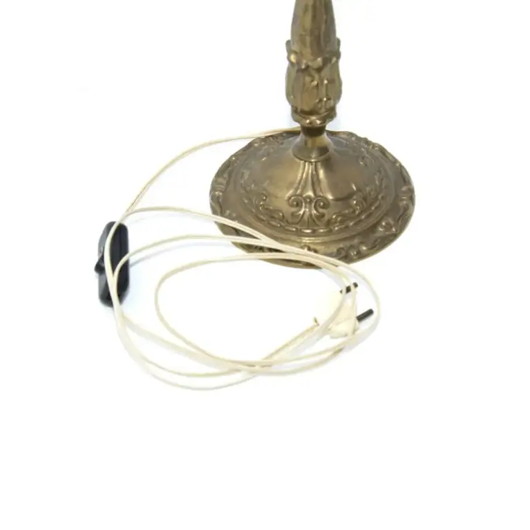 Tischlampe Zweiflammig Messing Massiv Antik-Gold 70er J Retro