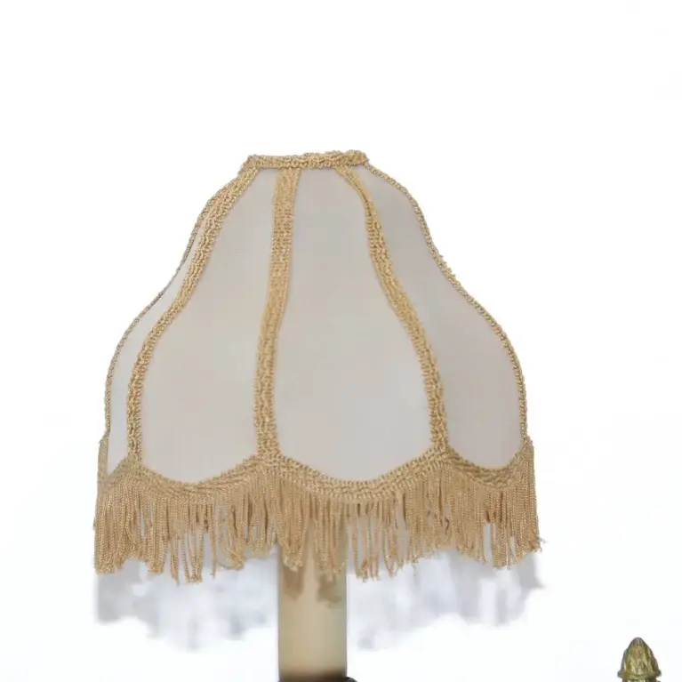 Tischlampe Zweiflammig Messing Massiv Fransen 70er J Retro