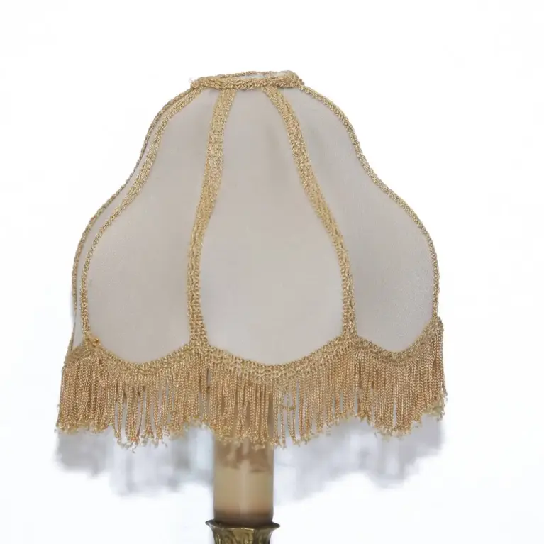 Tischlampe Zweiflammig Messing Massiv Fransen 70er J Retro