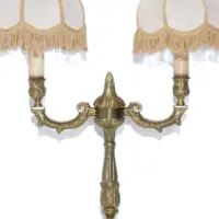 Tischlampe Zweiflammig Messing Massiv Fransen 70er J Retro