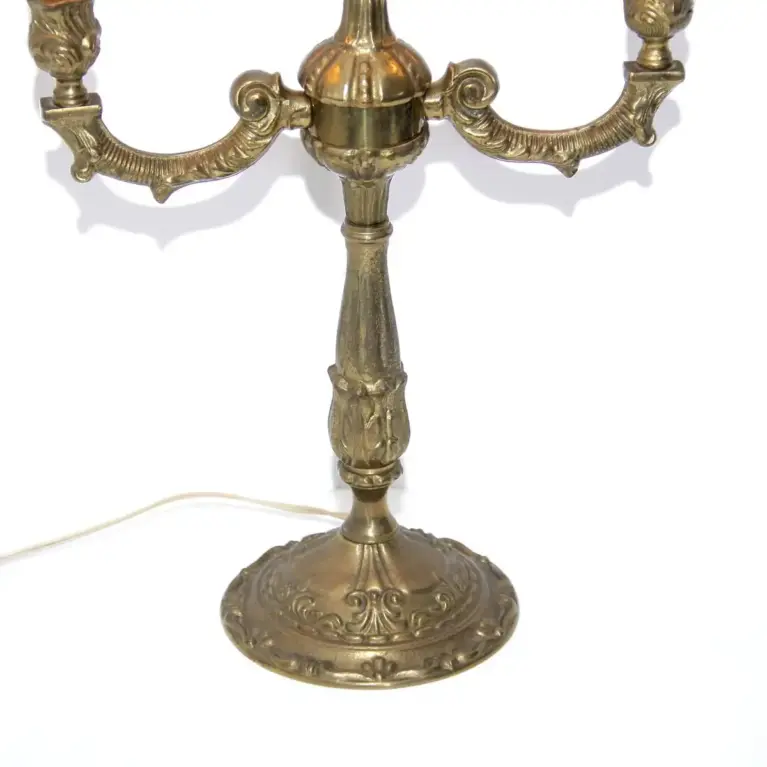 Tischlampe Zweiflammig Messing Massiv Fransen 70er J Retro