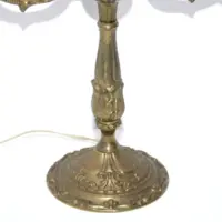 Tischlampe Zweiflammig Messing Massiv Fransen 70er J Retro