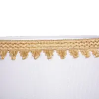 Tischlampe Holz Textil Hellbeige Braun Fransen 63cm 80er J Vintage