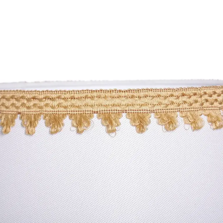 Tischlampe Holz Textil Hellbeige Braun Fransen 63cm 80er J Vintage