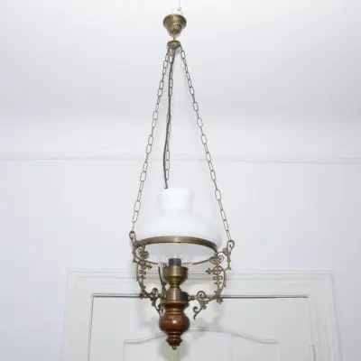 Deckenlampe Hängelampe Petroleum Glasschirm 64-114cm Vintage