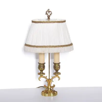 Tischlampe Messing Massiv Fransen 1970er J Vintage