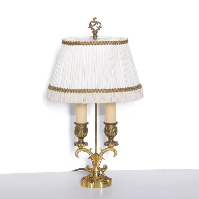 Tischlampe Messing Massiv Fransen 1970er J Vintage