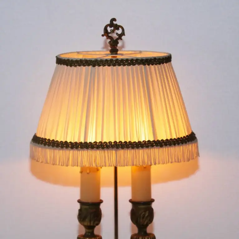 Tischlampe Messing Massiv Fransen 1970er J Vintage