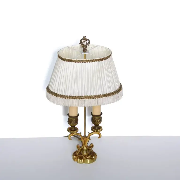 Tischlampe Messing Massiv Fransen 1970er J Vintage