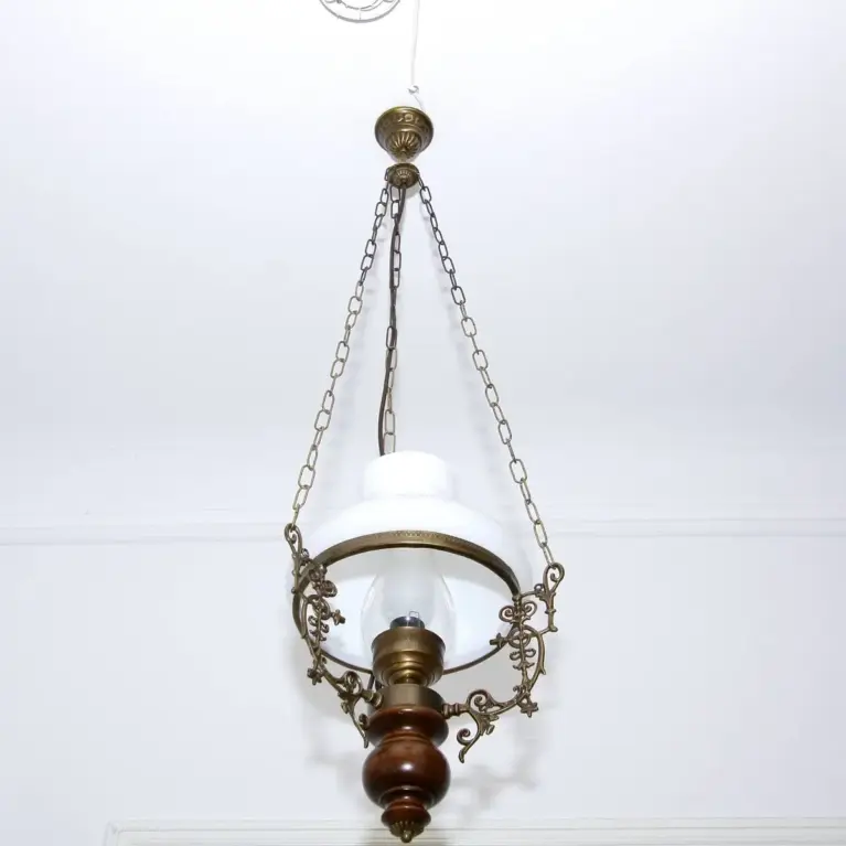 Deckenlampe Hängelampe Petroleum Glasschirm 54-64cm Vintage