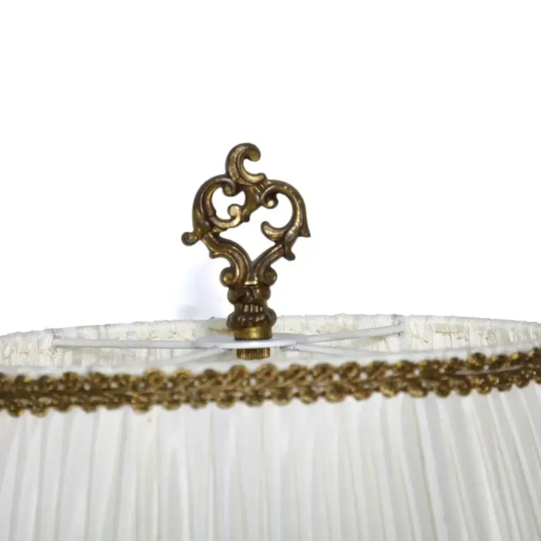 Tischlampe Messing Massiv Fransen 1970er J Vintage