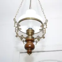 Deckenlampe Hängelampe Petroleum Glasschirm 54-64cm Vintage