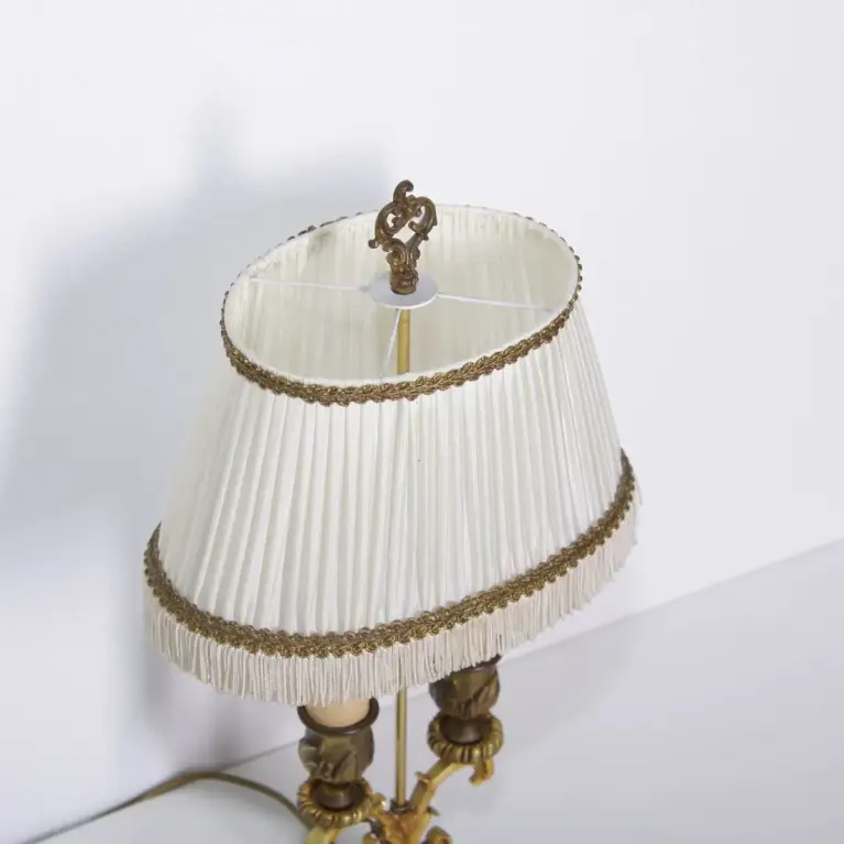 Tischlampe Messing Massiv Fransen 1970er J Vintage