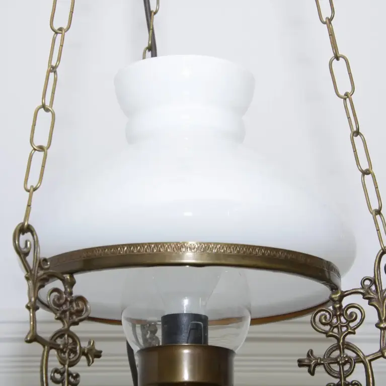 Deckenlampe Hängelampe Petroleum Glasschirm 54-64cm Vintage