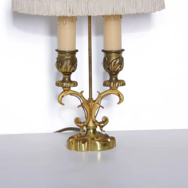 Tischlampe Messing Massiv Fransen 1970er J Vintage