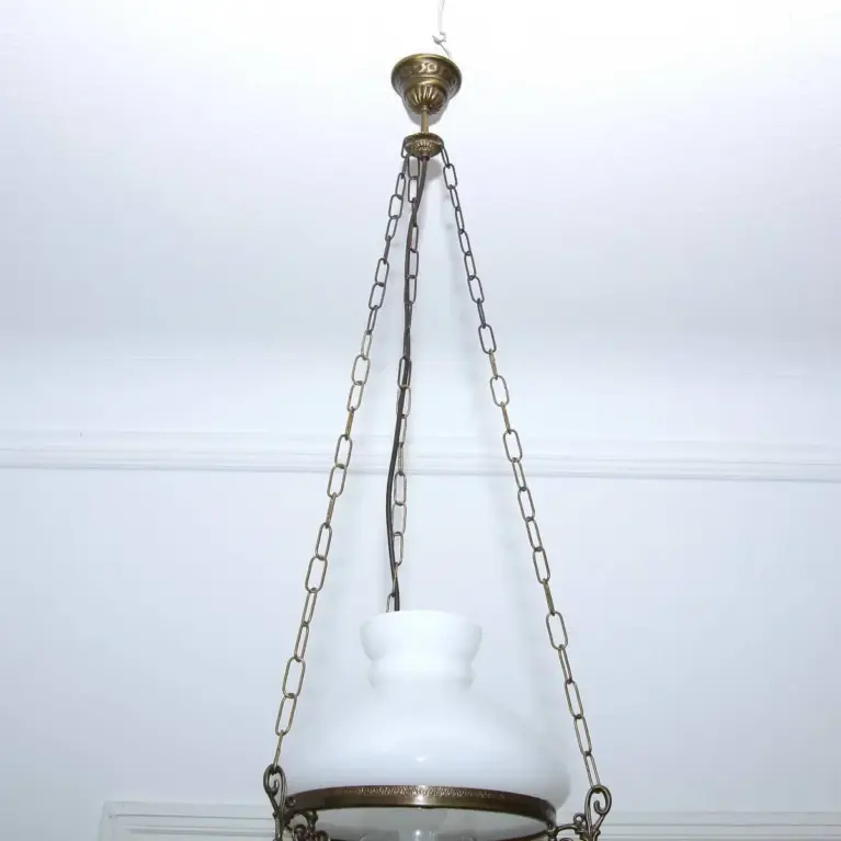 Deckenlampe Hängelampe Petroleum Glasschirm 54-64cm Vintage