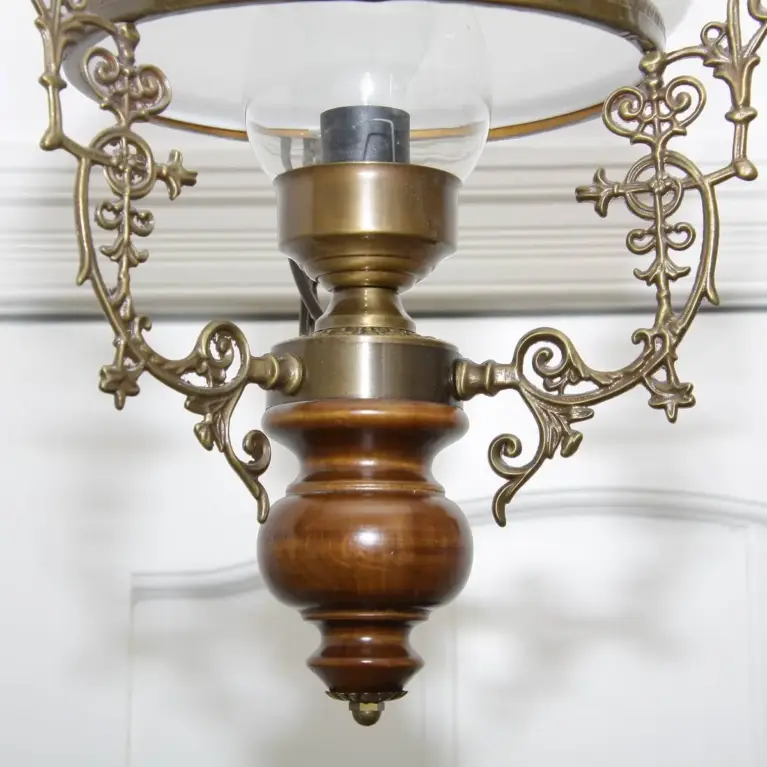 Deckenlampe Hängelampe Petroleum Glasschirm 54-64cm Vintage