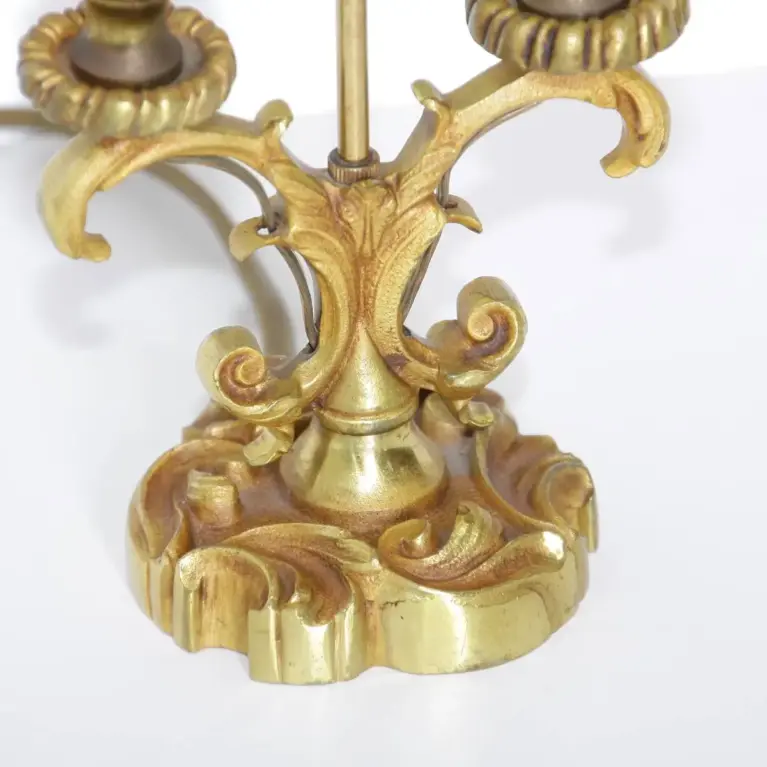 Tischlampe Messing Massiv Fransen 1970er J Vintage