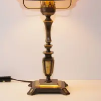 Petroleumlampe Glasschirm Opalglas Messing 1970er J Vintage