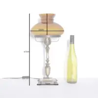 Petroleumlampe Glasschirm Opalglas Messing 1970er J Vintage