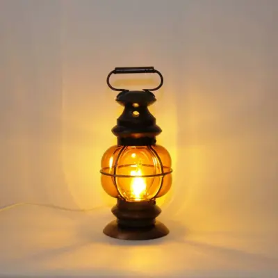 Tischlampe Metallgestell Glas 36cm 80er J Vintage