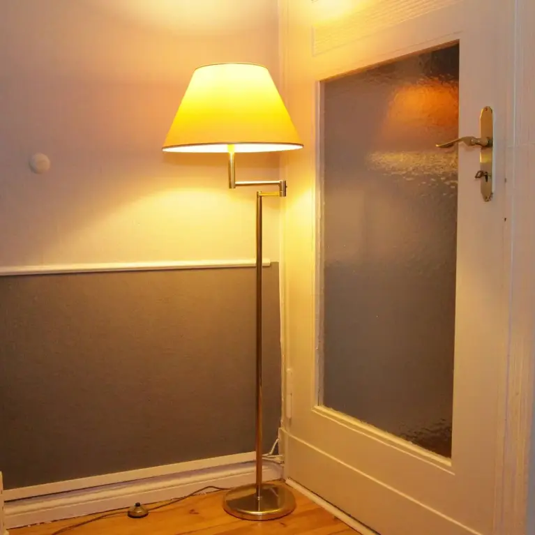 Stehlampe Messing Gold Beige 136cm 80er J Vintage