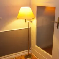 Stehlampe Messing Gold Beige 136cm 80er J Vintage