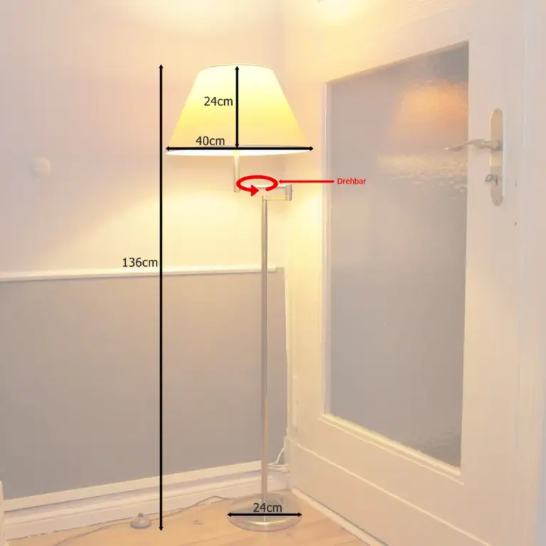 Stehlampe Messing Gold Beige 136cm 80er J Vintage