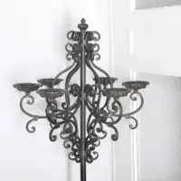 Antiker 6-armiger Kerzenständer aus massivem Stahl