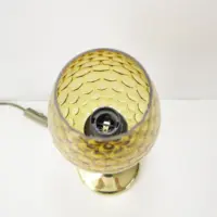 Tischlampe Messing Glasschirm Kelchform Braun 80er J Vintage