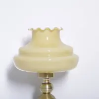 Lampe Messing Keramik Glasschirm Creme Gold 1970er J Vintage