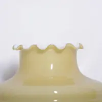 Lampe Messing Keramik Glasschirm Creme Gold 1970er J Vintage