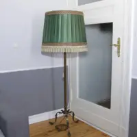 Stehlampe Messing Massiv 155cm Kunstglasperlen 70er J Vintage