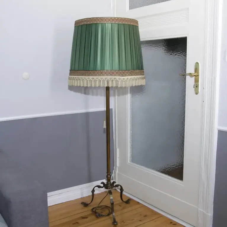 Stehlampe Messing Massiv 155cm Kunstglasperlen 70er J Vintage