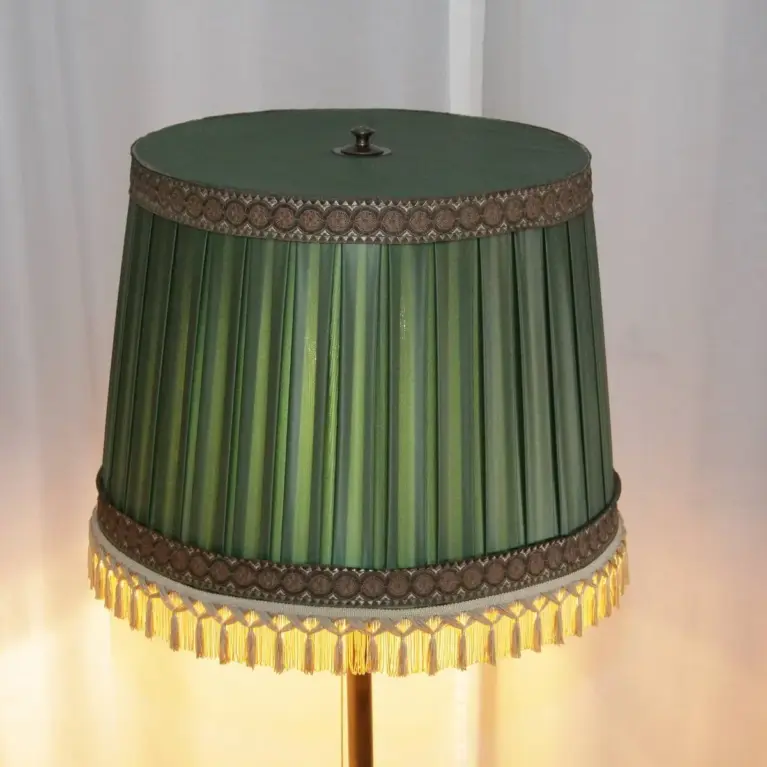 Stehlampe Messing Massiv 155cm Kunstglasperlen 70er J Vintage