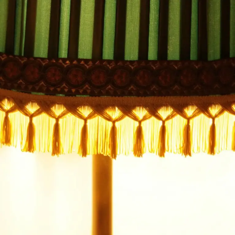 Stehlampe Messing Massiv 155cm Kunstglasperlen 70er J Vintage