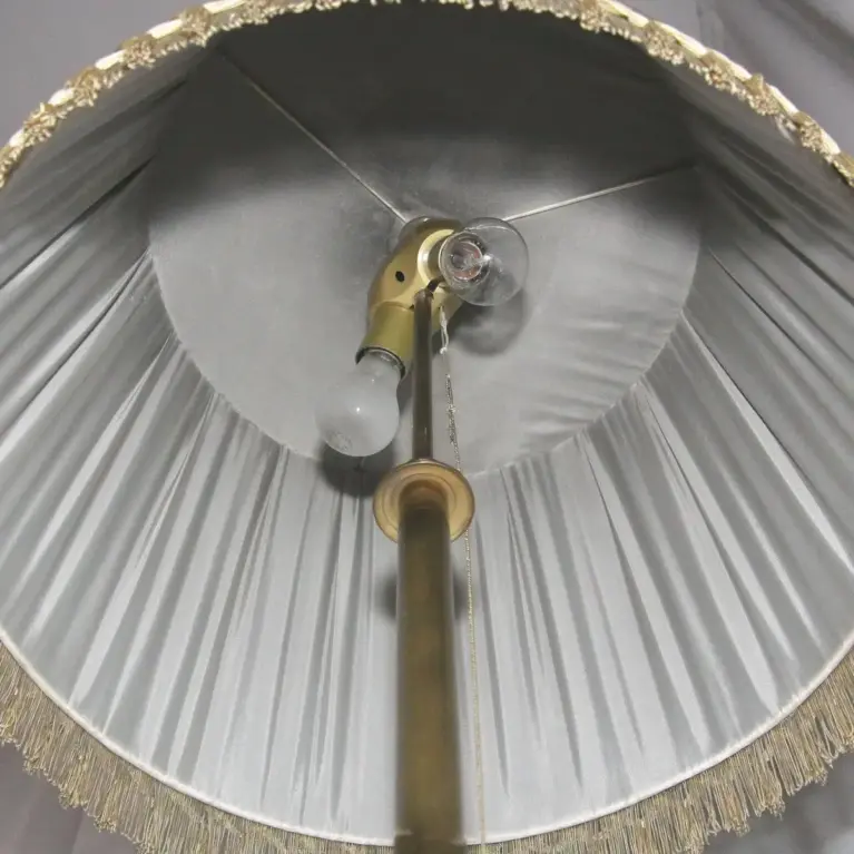 Stehlampe Messing Massiv 155cm Kunstglasperlen 70er J Vintage