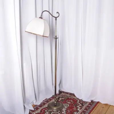 Stehlampe Messing Antik-Gold Beige 1970er J Vintage